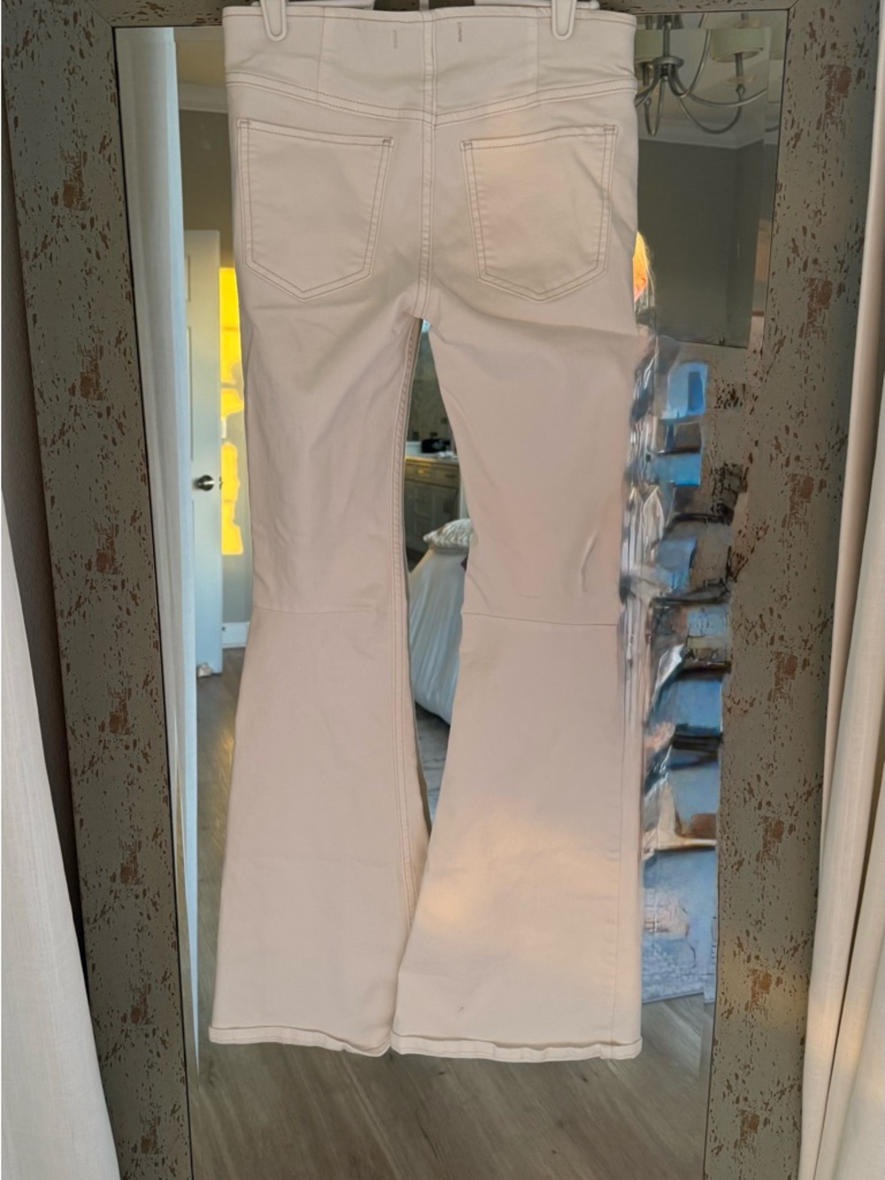 Free People Cream Wide Leg Flare Penny pull on Jeans